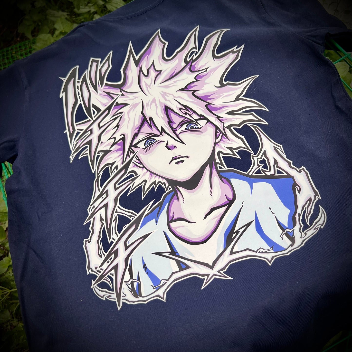 Embroidered and DTF Print God Speed Killua T-shirt anime