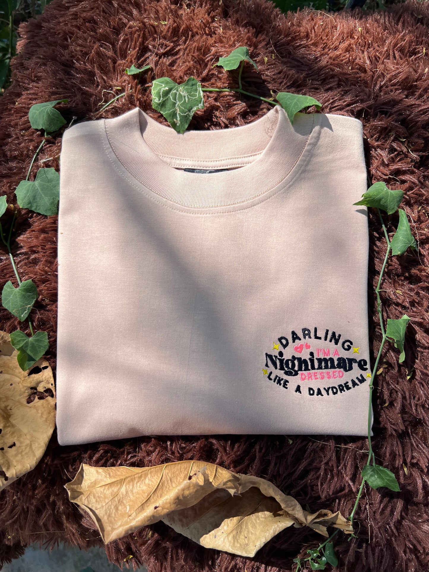 Embroidered Minimalist Darling im a nightmare dress like a day dream by Sef Apparel T-shirt