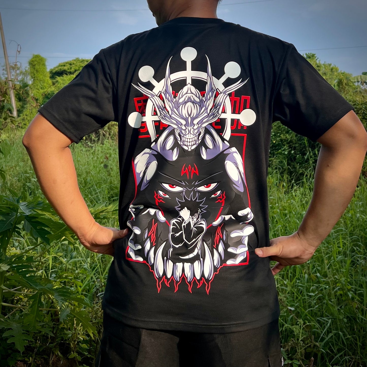 Embroidered and DTF Print Mahoraga x Megumi T-shirt anime