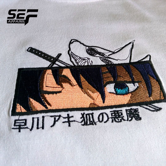 Embroidered Print Anime Aki Hayakawa of Chainsaw Man T-shirt
