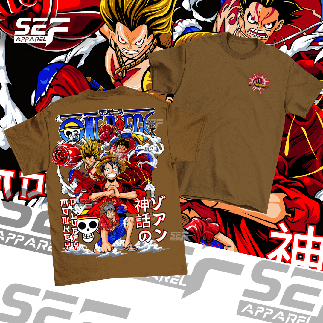 SEF Apparel Anime T-shirt One Piece Luffy Gears