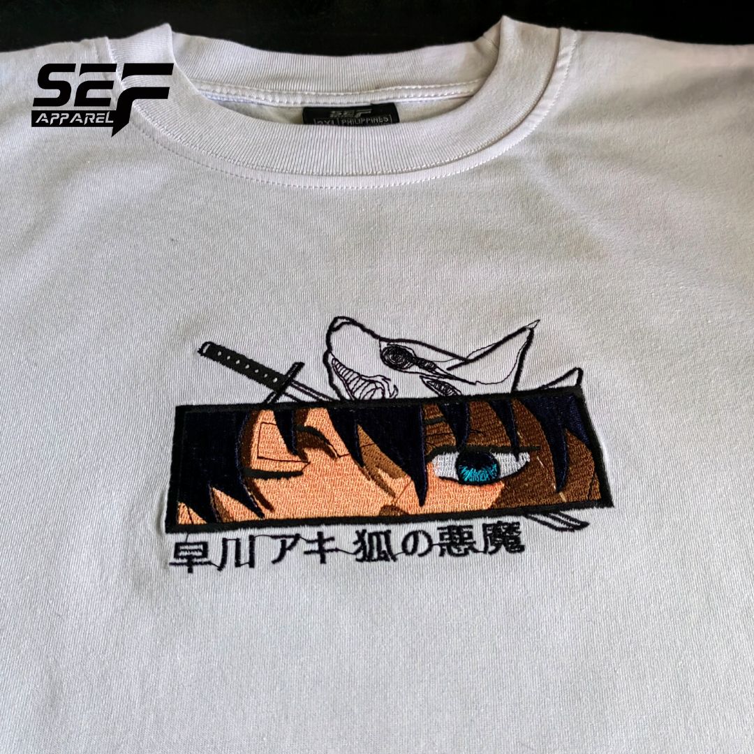 Embroidered Print Anime Aki Hayakawa of Chainsaw Man T-shirt