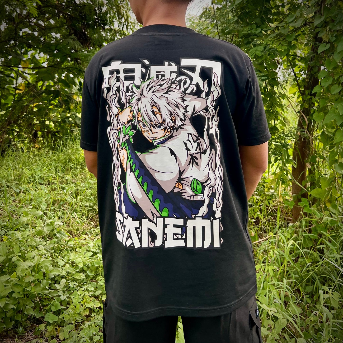 Embroidered and DTF Print The Wind Hashira Sanemi of Demon Slayer T-shirt anime
