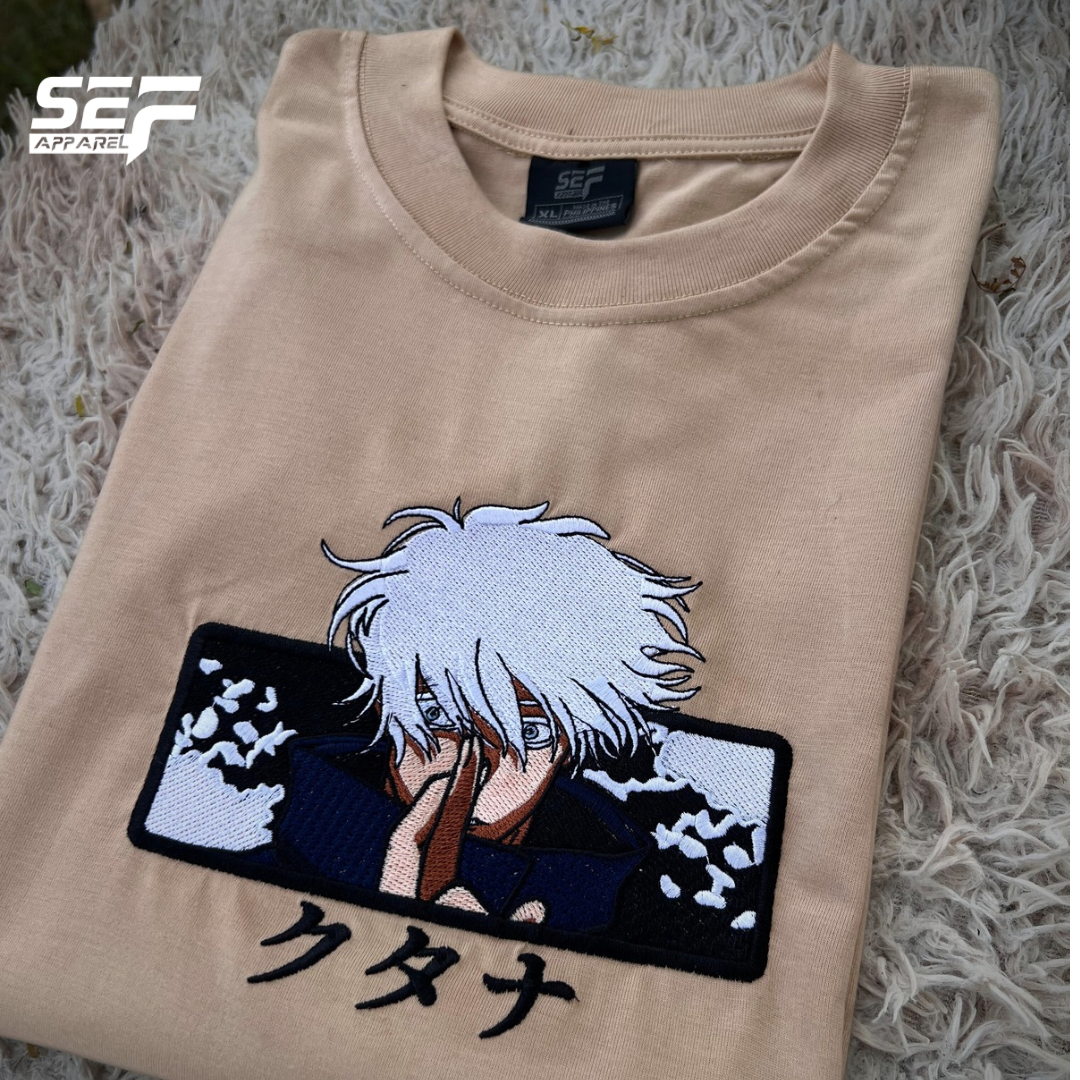Embroidered and DTF Print Gojo Saturo T-shirt anime
