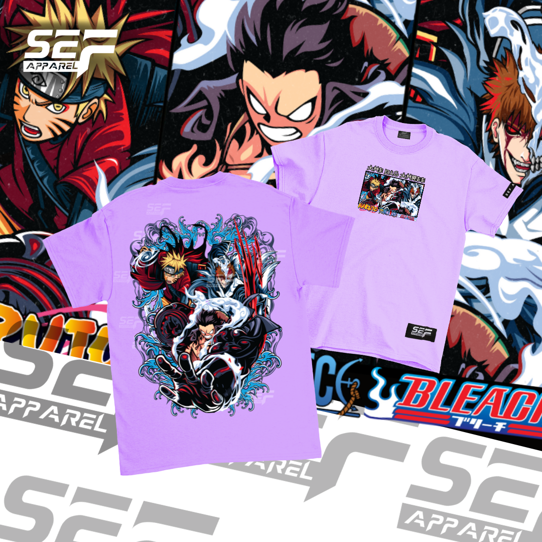 SEF Apparel Anime T-shirt Big Three Big 3 Naruto Bleach One Piece