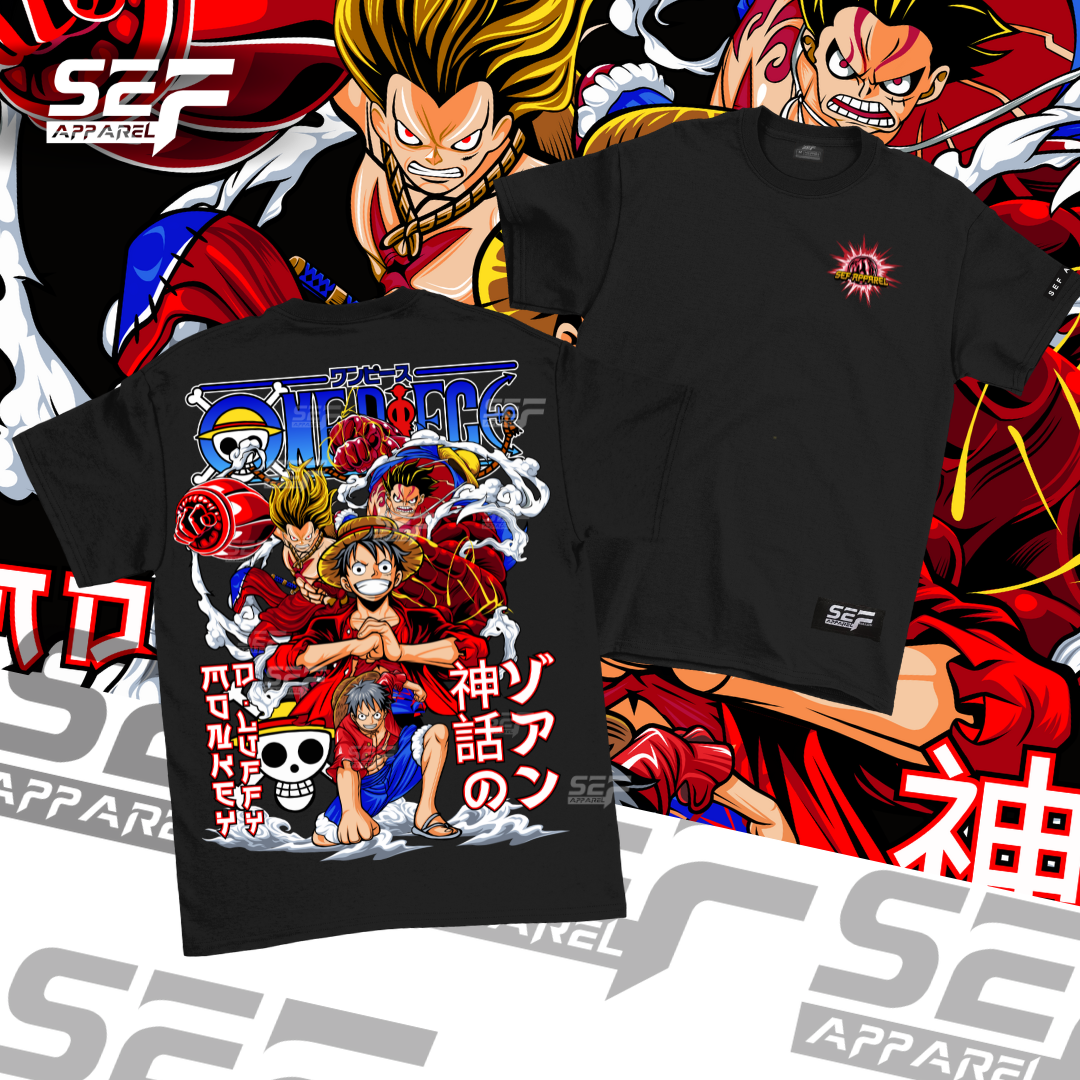 SEF Apparel Anime T-shirt One Piece Luffy Gears