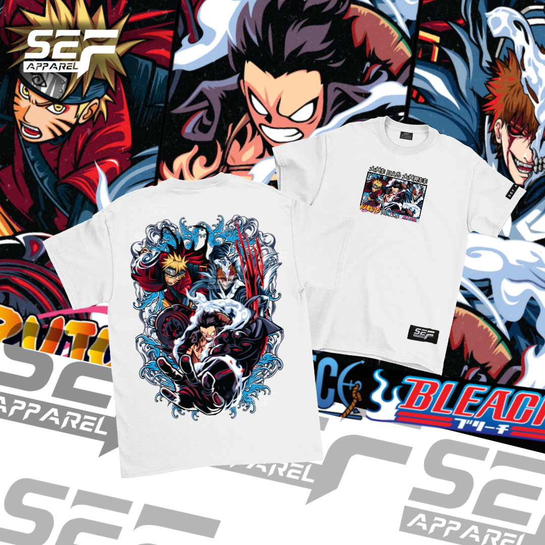 SEF Apparel Anime T-shirt Big Three Big 3 Naruto Bleach One Piece