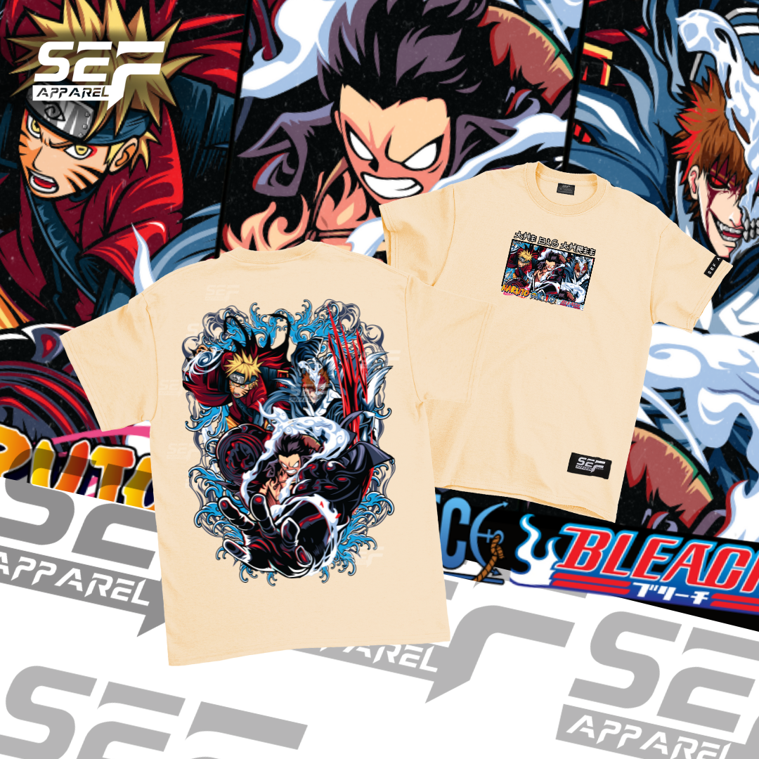 SEF Apparel Anime T-shirt Big Three Big 3 Naruto Bleach One Piece