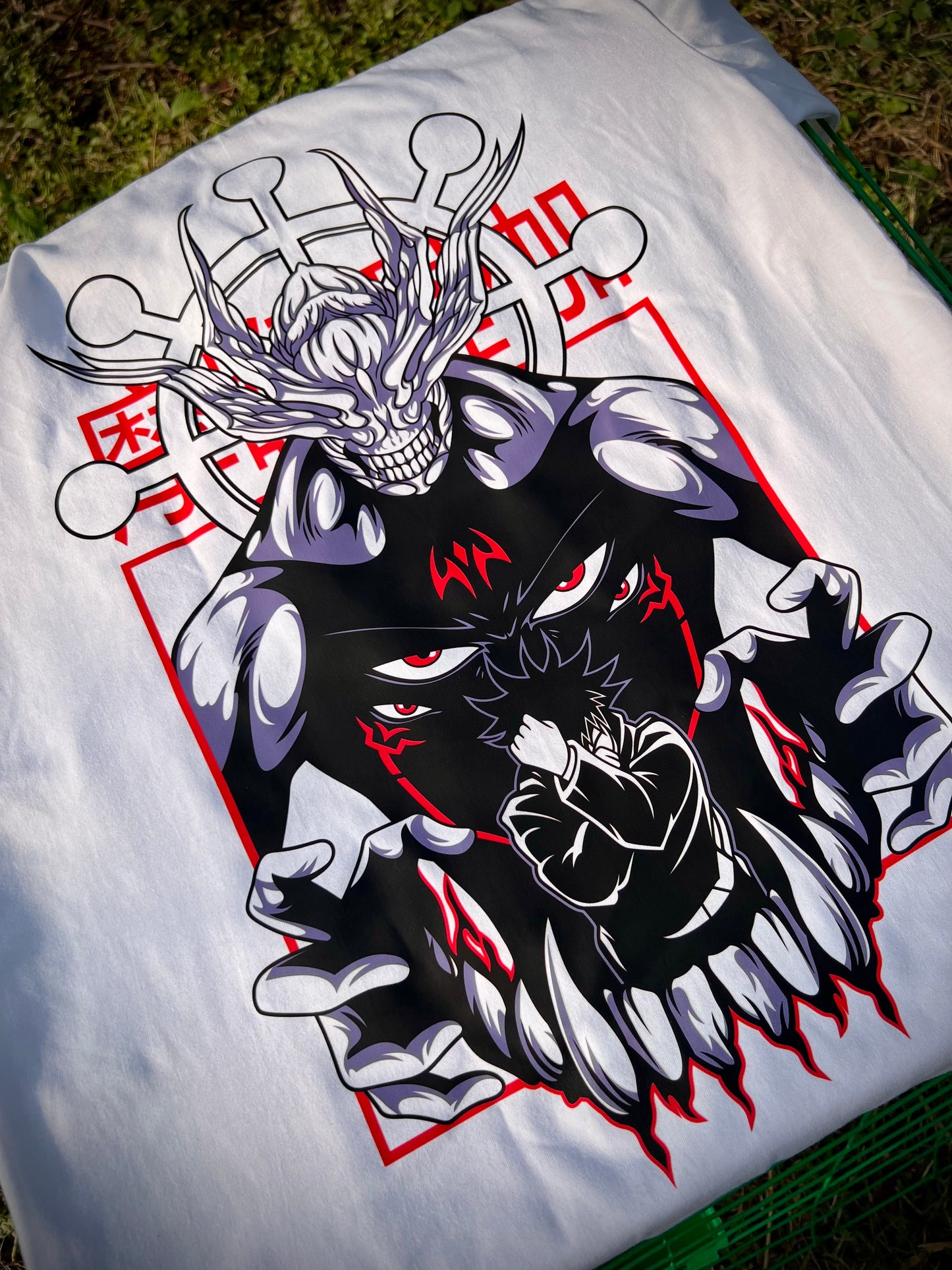 Embroidered and DTF Print Mahoraga x Megumi T-shirt anime