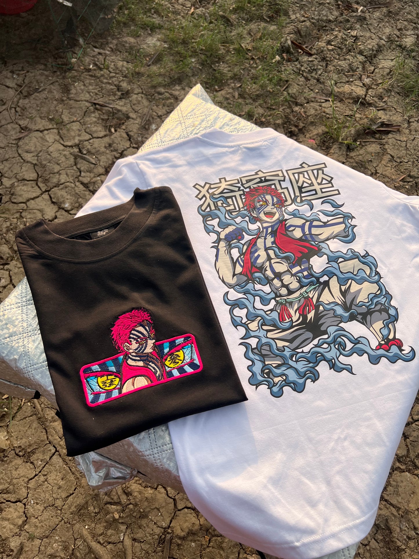 Embroidered Akaza Of Demon Slayer T-shirt