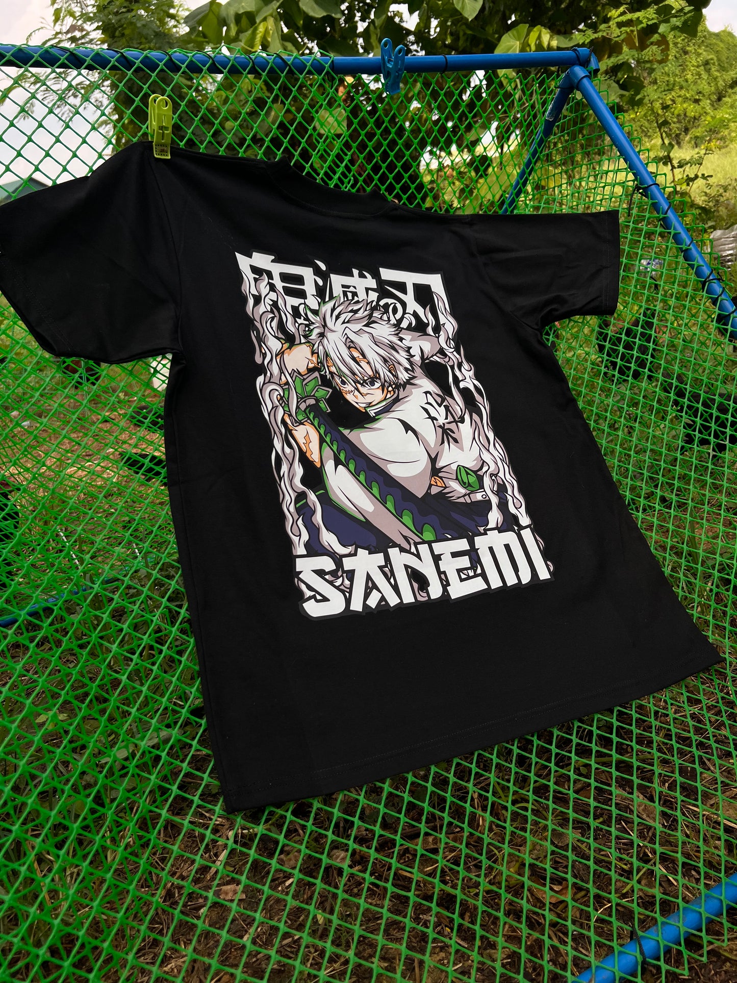 Embroidered and DTF Print The Wind Hashira Sanemi of Demon Slayer T-shirt anime
