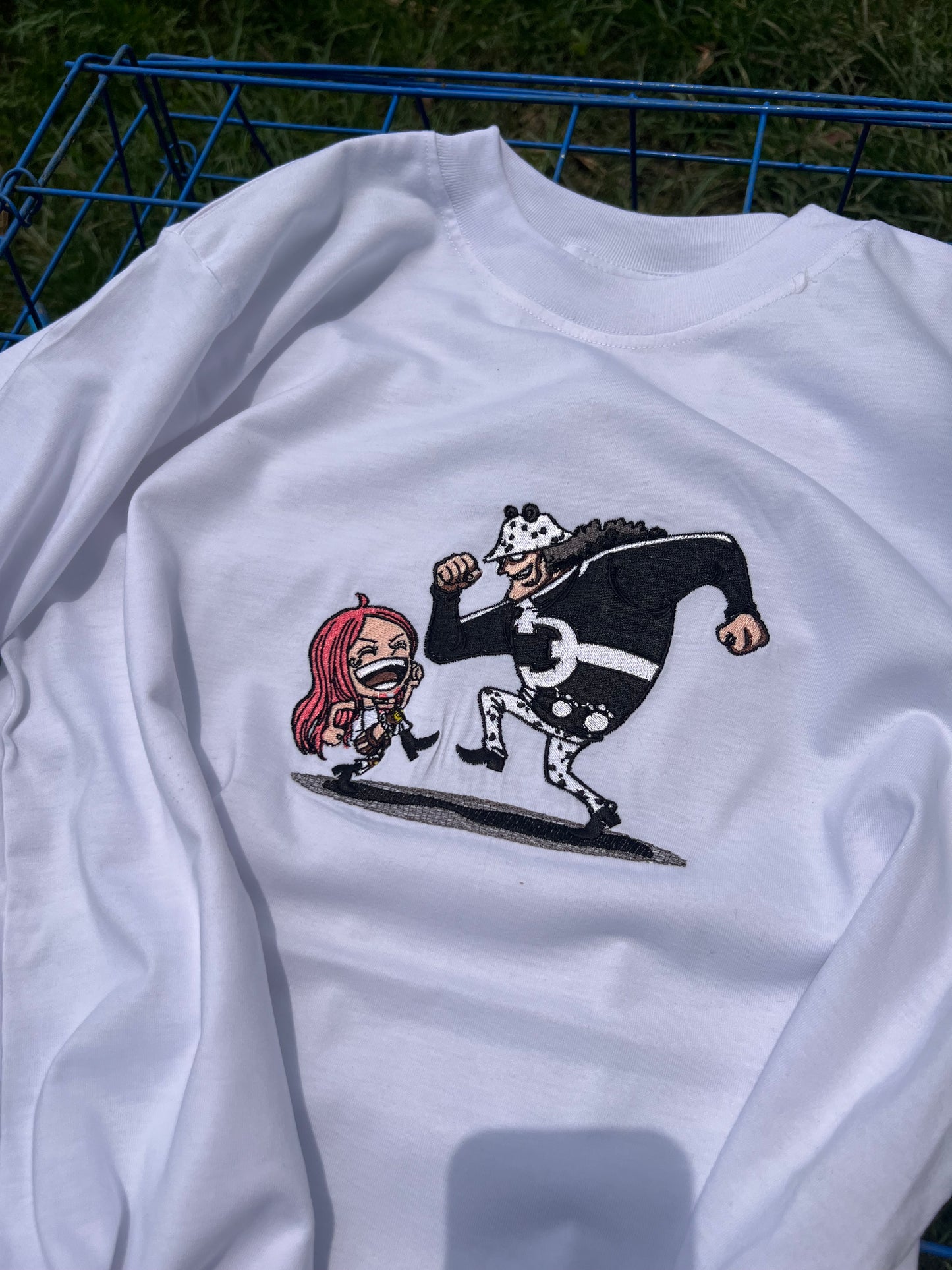 Embroidered Kuma and Boney of One Piece T-shirt