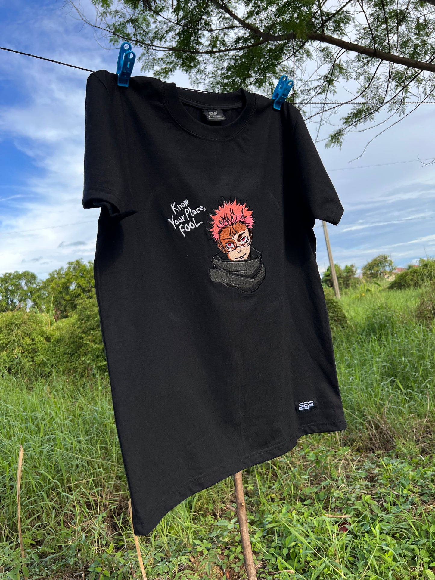 Embroidered Sukuna Know your place fool T-Shirt Unisex