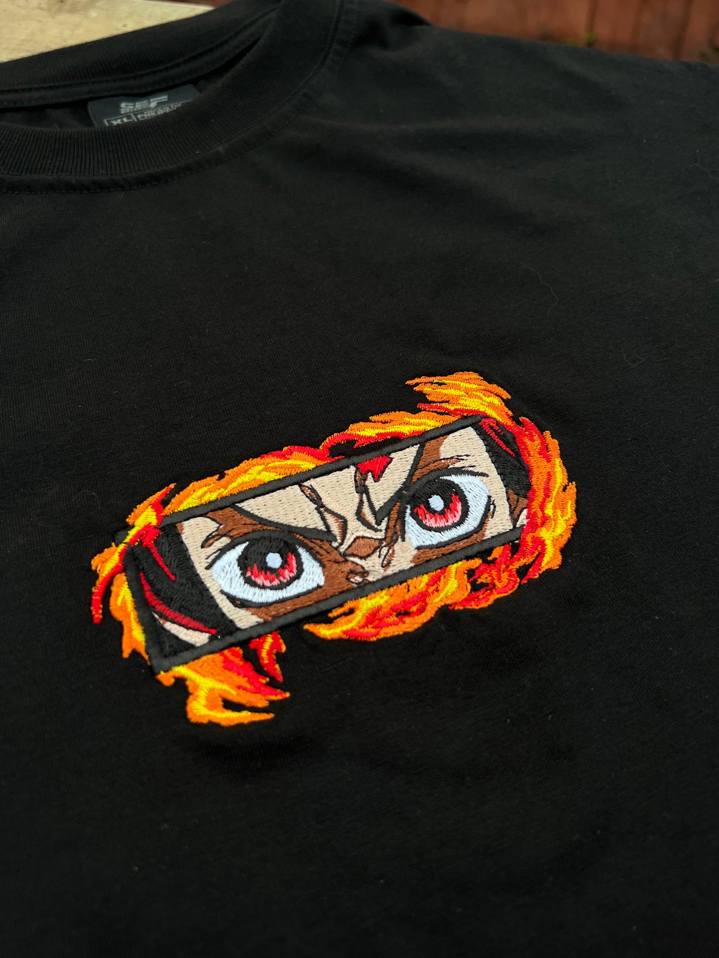 Embroidered Front Tanjiro Demon Slayer Dtf Back Print T-shirt anime