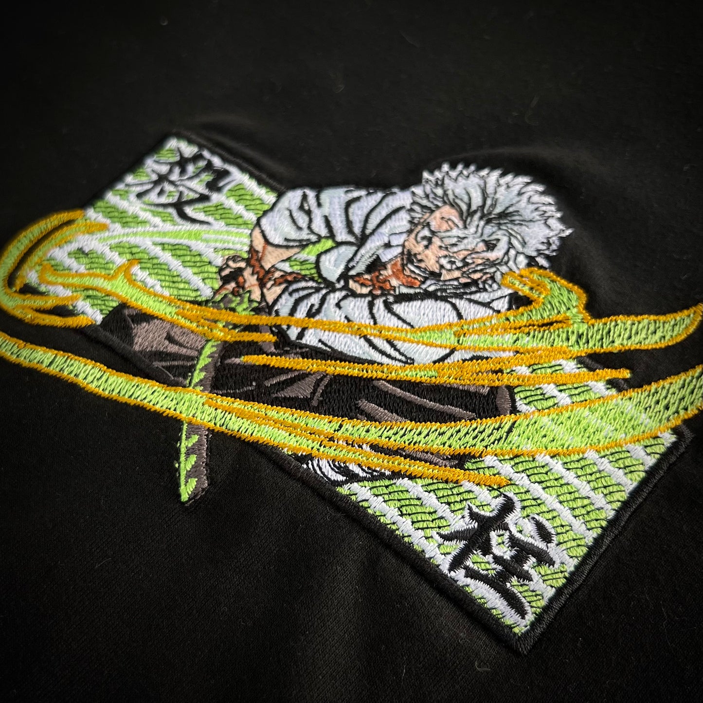 Embroidered and DTF Print The Wind Hashira Sanemi of Demon Slayer T-shirt anime