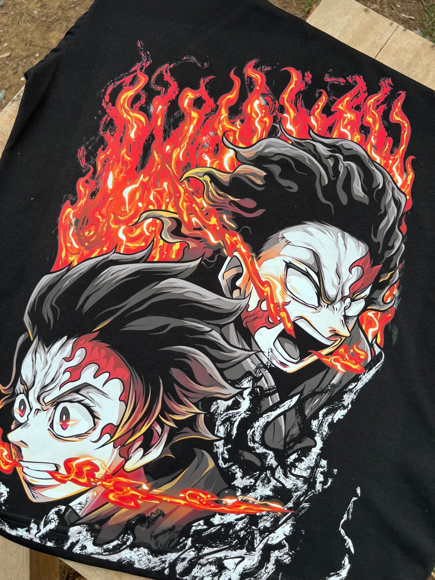 Embroidered Front Tanjiro Demon Slayer Dtf Back Print T-shirt anime