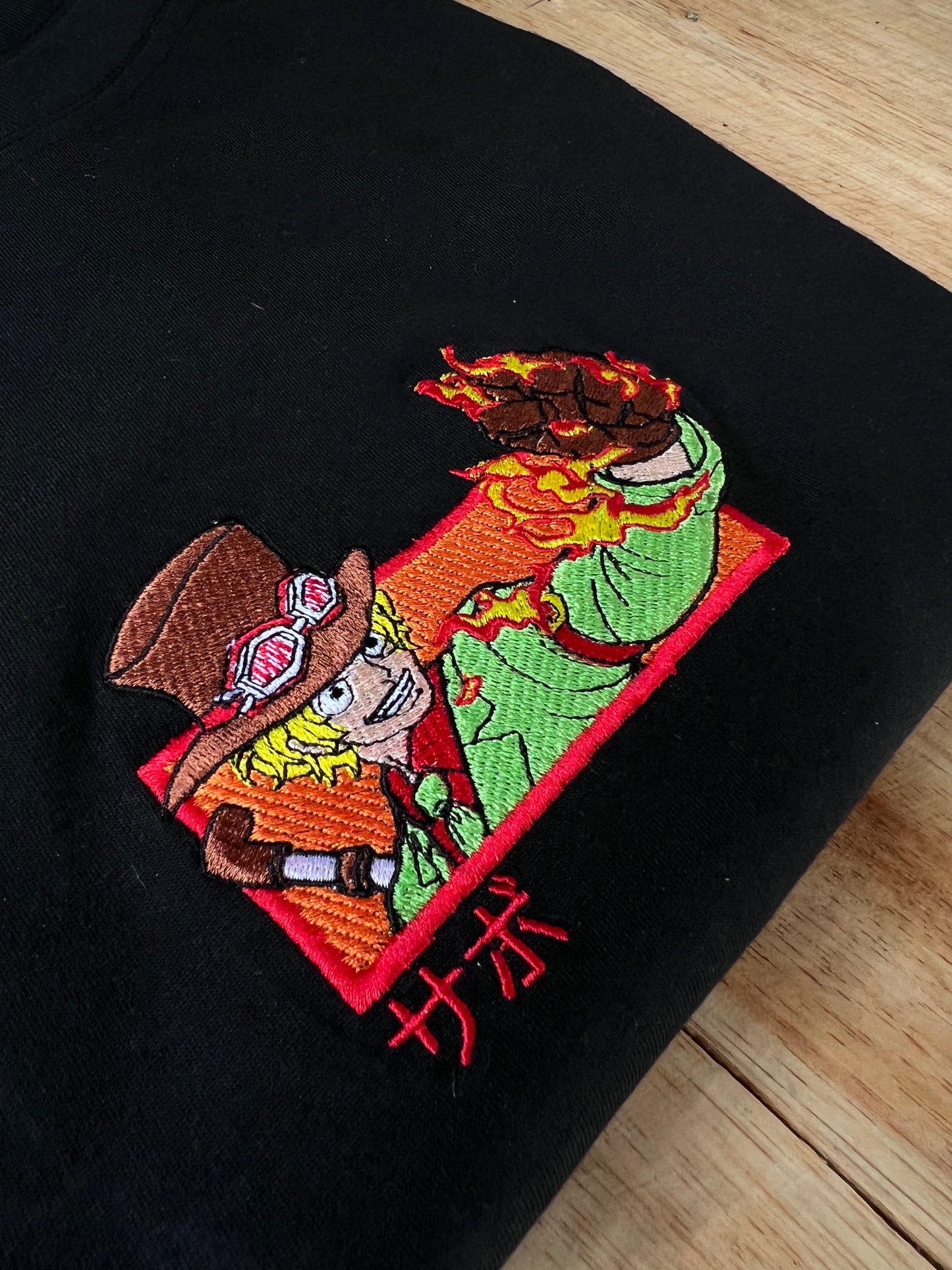 Embroidered Fire Emperor Of The Sea Sabo T-shirt Unisex
