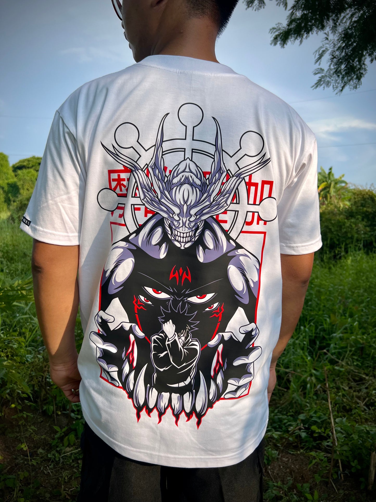 Embroidered and DTF Print Mahoraga x Megumi T-shirt anime