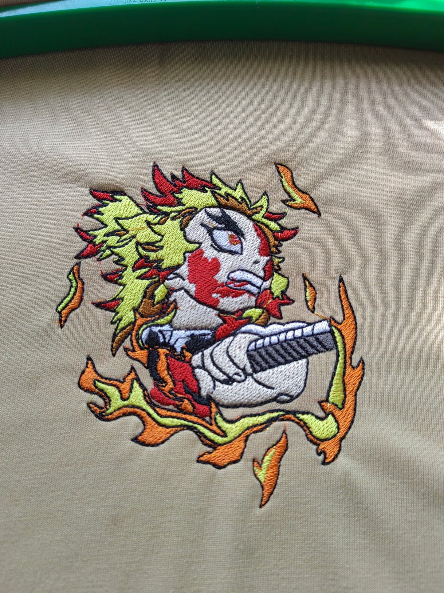 Embroidered Print Anime Rengoku T-shirt
