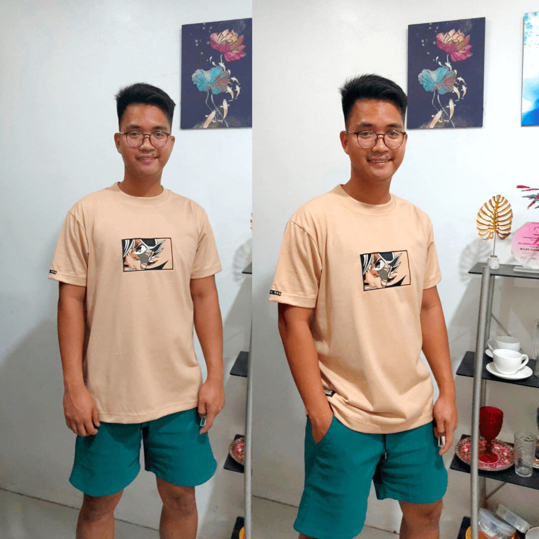 Embroidered Print Anime ASTA T-Shirt Khaki
