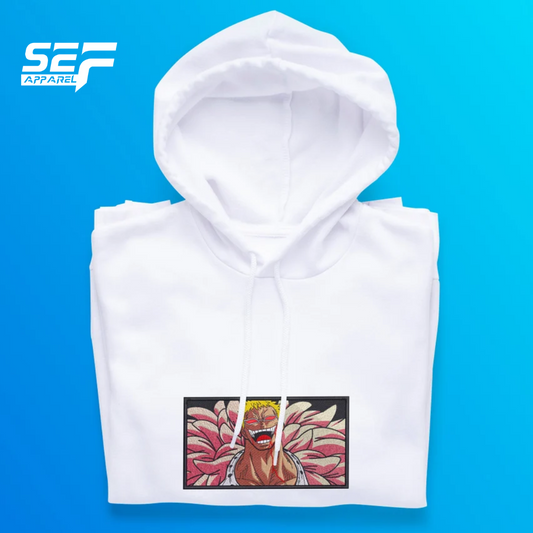 EMBROIDERED Anime 2pocket no Zip hoodie By SEF Apparel Doflamingo