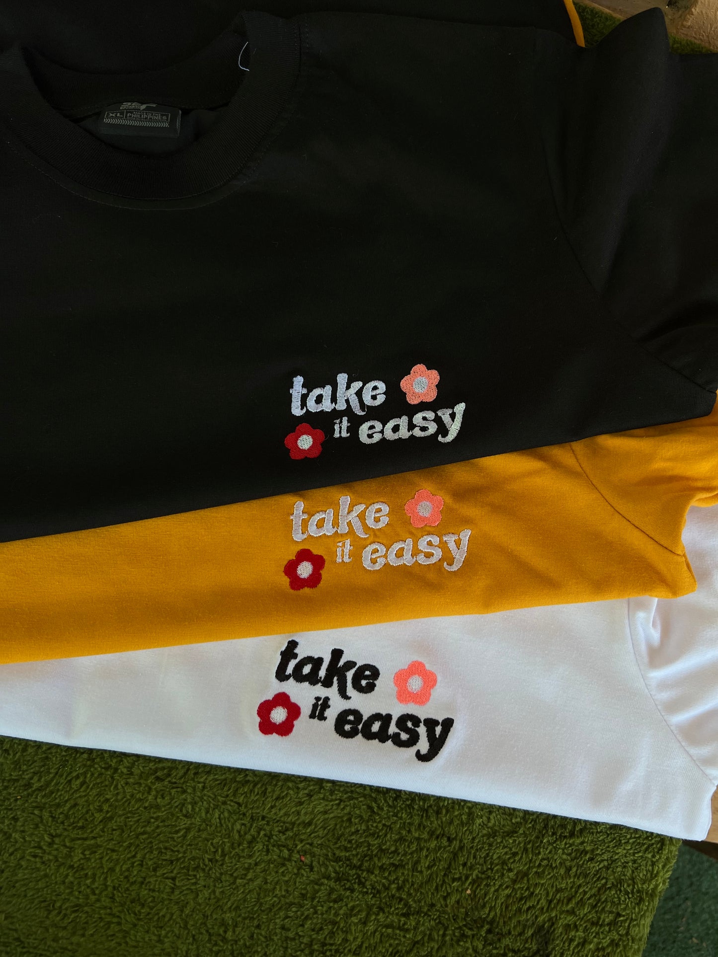 Embroidered Minimalist Take it Easy by Sef Apparel T-shirt