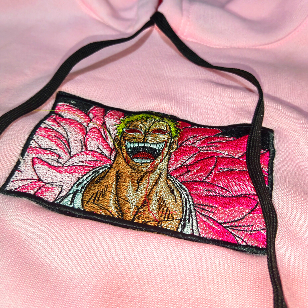 EMBROIDERED Anime 2pocket no Zip hoodie By SEF Apparel Doflamingo