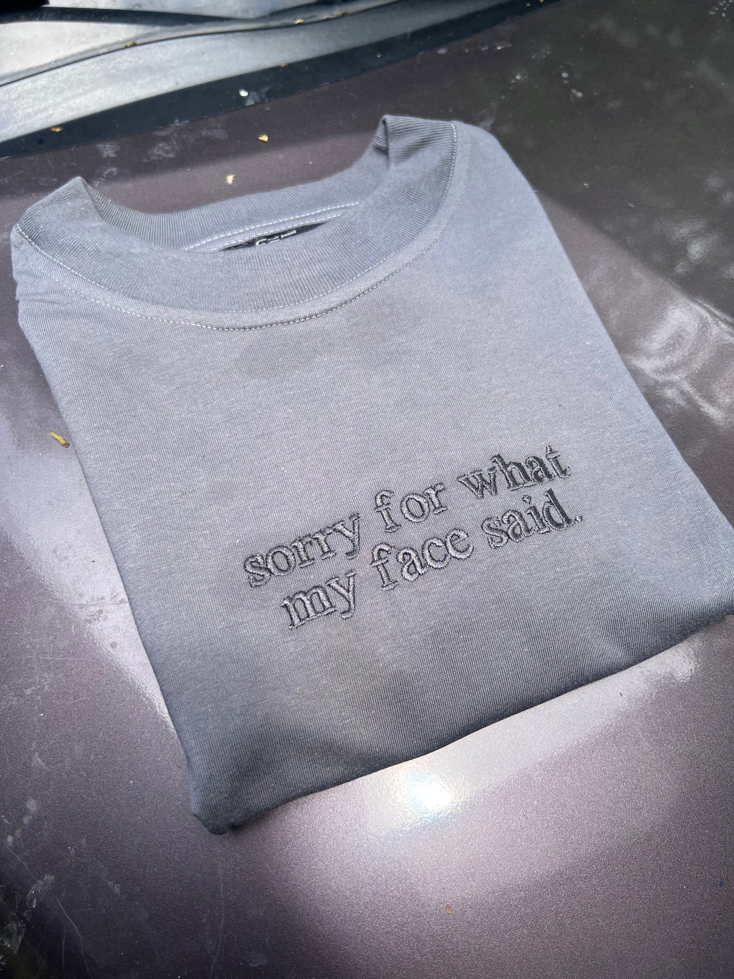 Embroidered Minimalist Sorry for what my face said by Sef Apparel T-shirt