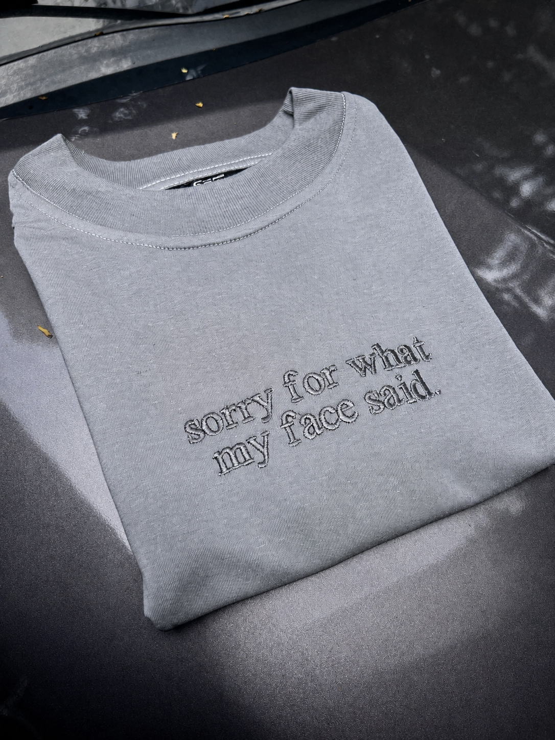 Embroidered Minimalist Sorry for what my face said by Sef Apparel T-shirt