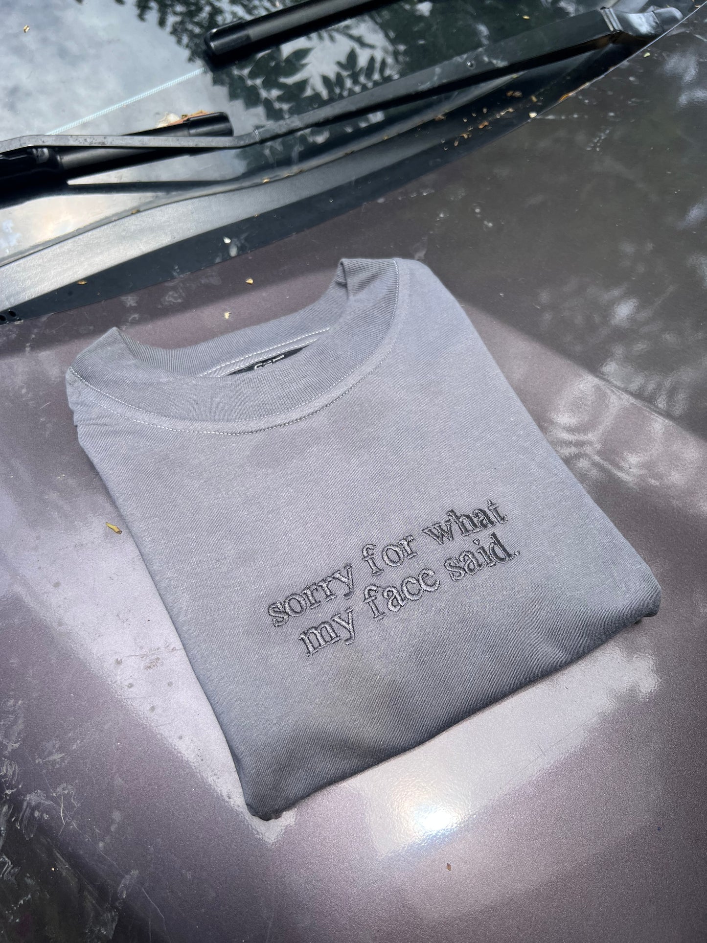 Embroidered Minimalist Sorry for what my face said by Sef Apparel T-shirt